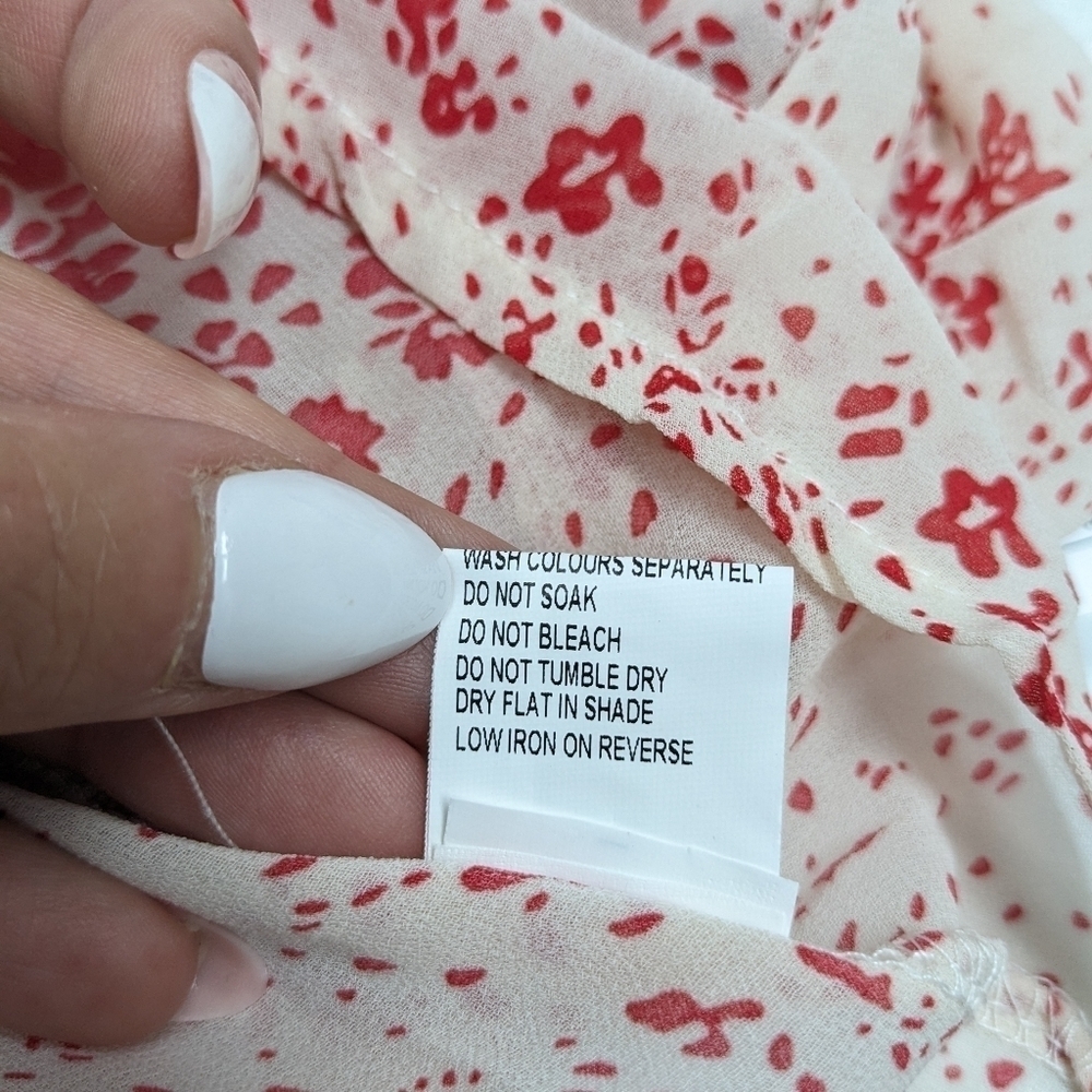 Princess Polly Altona white and red floral long sleeves mini dress size 2 - Picture 15 of 15